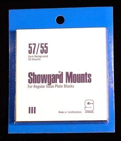 Pre-Cut Black Stamp Mounts Size 57/55 by Showgard