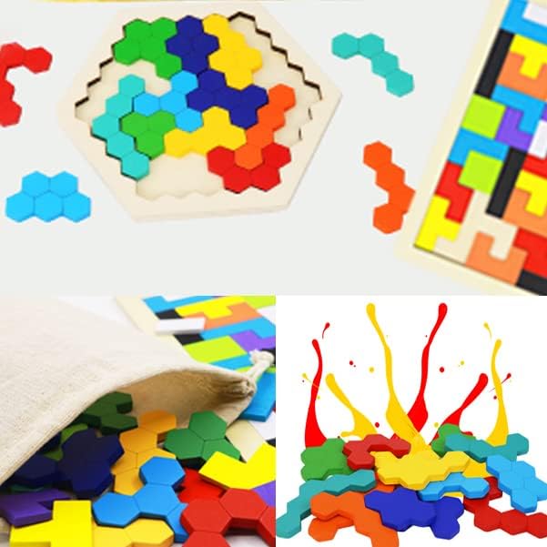 2 Pack Wooden Russian Blocks Puzzle + Hexagon Puzzles - Image 7