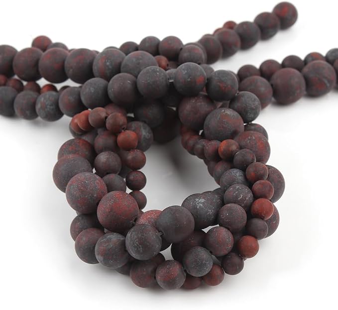 36pcs Natural Matte Red Flower Gemstone Beads,10mm Frosted Round Loose Stone - Image 7