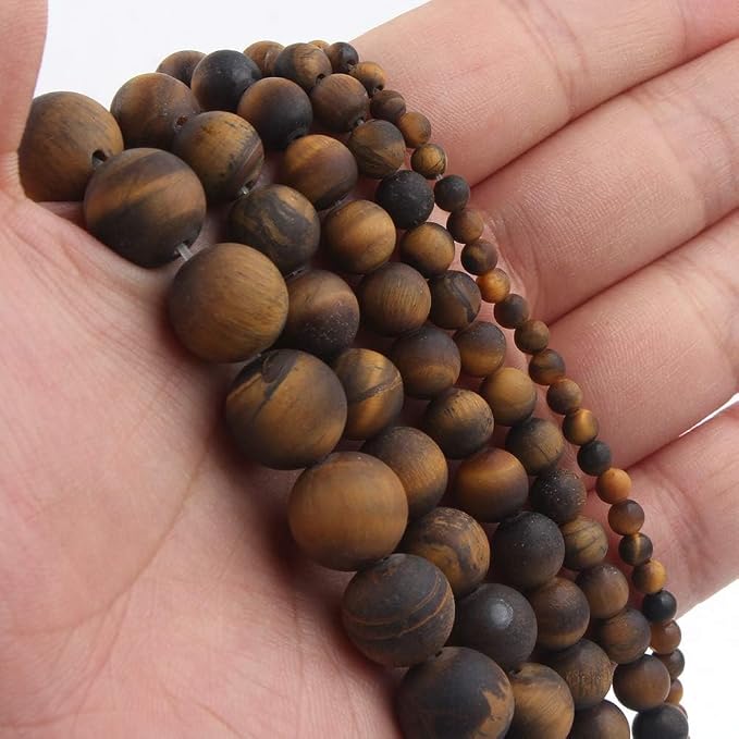 48pcs Natural Matte Tiger Eye Gemstone Beads,8mm Frosted Round Loose Stone Beads - Image 7