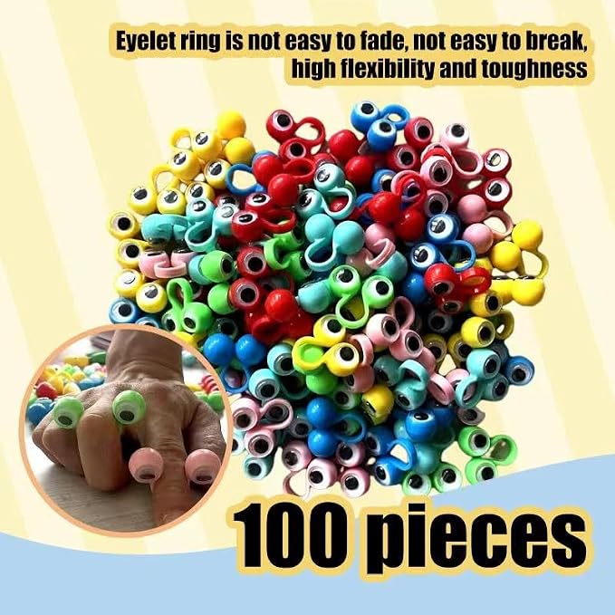 100 PCS Eye Finger Puppets Toys Set, Wiggly Eyeball Finger Puppet Eye On Rings - Image 7