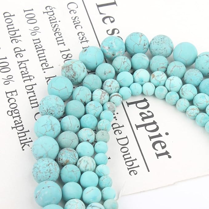60pcs Natural Matte Green Turquoise Gemstone Beads,6mm Frosted Round Loose - Image 7
