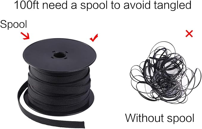 Keco 100ft – 1 inch PET Expandable Braided Cable Sleeve – Wire Sleeving - Image 7