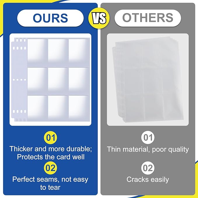 1080 Pockets Card Sleeves Binder Sheets, 9 Pocket Card Sleeves - Image 6