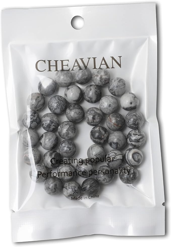35PCS 10mm Natural Map Stone Round Loose Beads - Image 5
