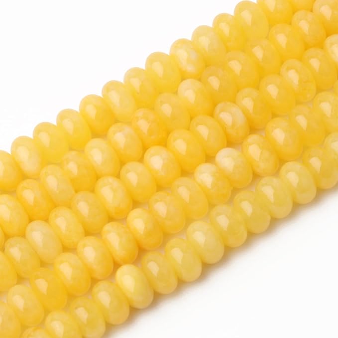 Songxi 5x8mm Natural Yellow Colored Jade Stone Rondelle Beads, Gemstone - Image 7