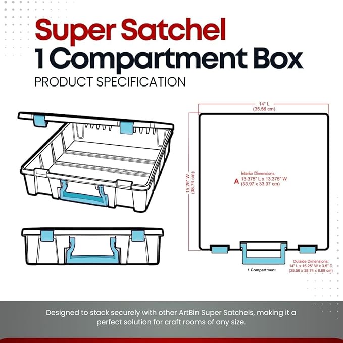 ArtBin Super Satchel 1 Compartment Box Clear Craft Organizer Storage Case - Image 8