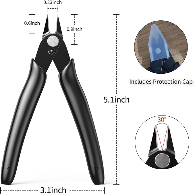 Small Wire Cutters with Spring 2-Pack Diagonal Flush Cutters 5" Black | - Image 6