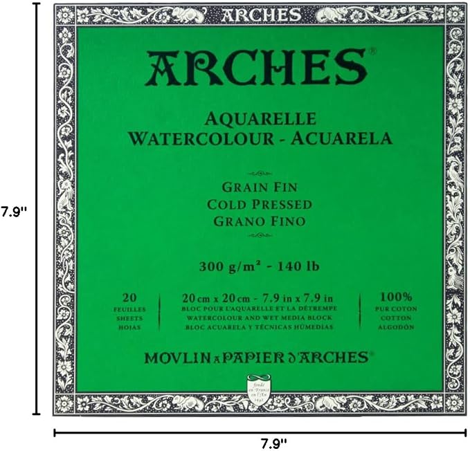 Arches Watercolor Paper Block, Cold Press, 7.9" x 7.9", 140 pound - Image 4