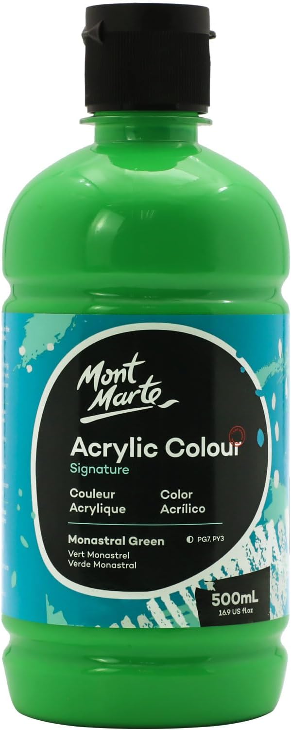 Mont Marte Signature Monastral Green Acrylic Paint, Semi-Matte Finish, Suitable - Image 4