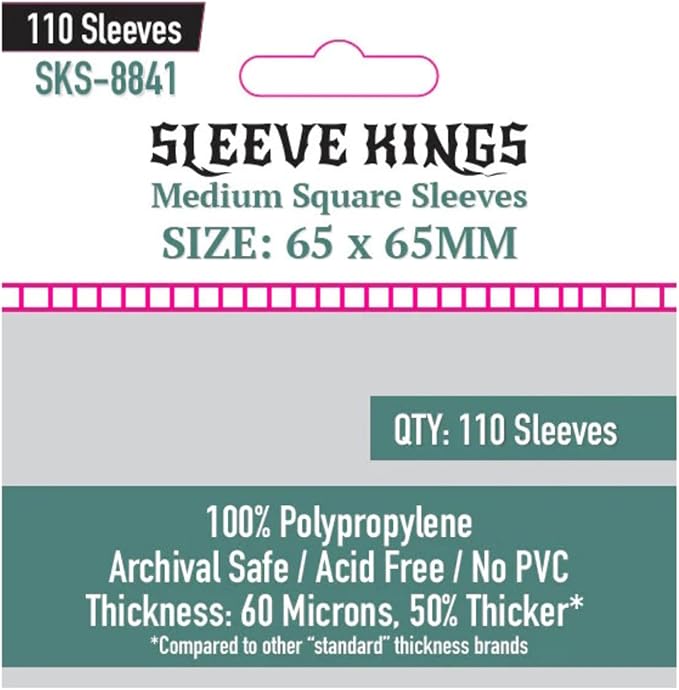 Sleeve Kings Medium Square Card Sleeves – 110 Pack, 65 x 65 mm, Extra Clear 60 by SleeveKings