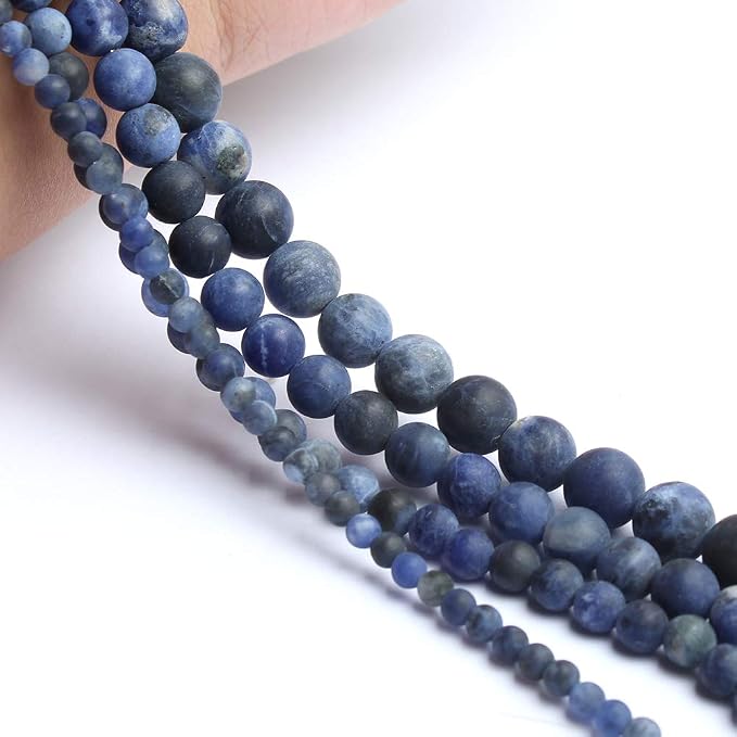 36pcs Natural Matte Olded Blue Sodalite Gemstone Beads,10mm Frosted Round Loose - Image 7