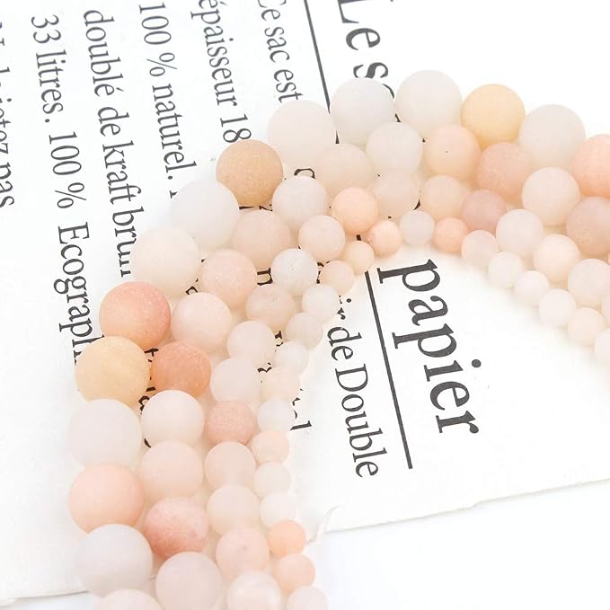 48pcs Natural Matte Light Pink Aventurine Gemstone Beads,8mm Frosted Round - Image 7