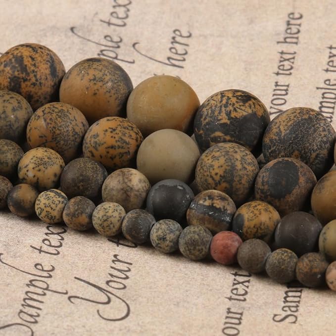 36pcs Natural Matte Yellow Serpentine Gemstone Beads,0mm Frosted Round Loose - Image 7