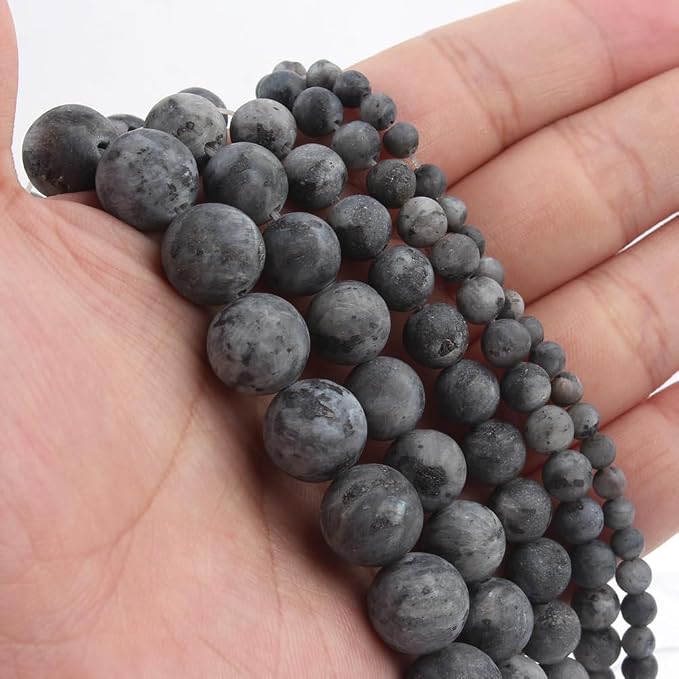 60pcs Natural Matte Black Larvikite Gemstone Beads,6mm Frosted Round Loose - Image 7