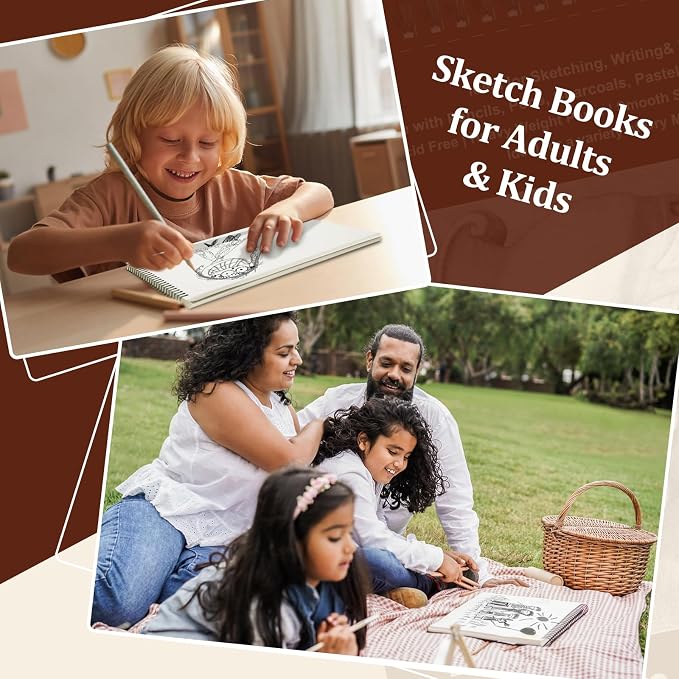 5 Pack Sketch Book, 8.5x11 Inch Top Spiral Sketchbook 60 Sheets Each, Acid-Free - Image 7
