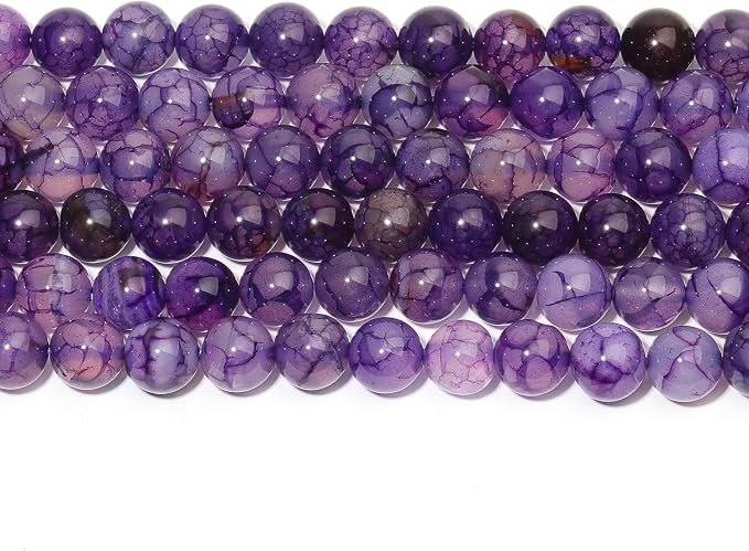 60pcs Smooth Natural Purple Agate Beads,6mm Dragon Vein Gemstone Round Loose - Image 7
