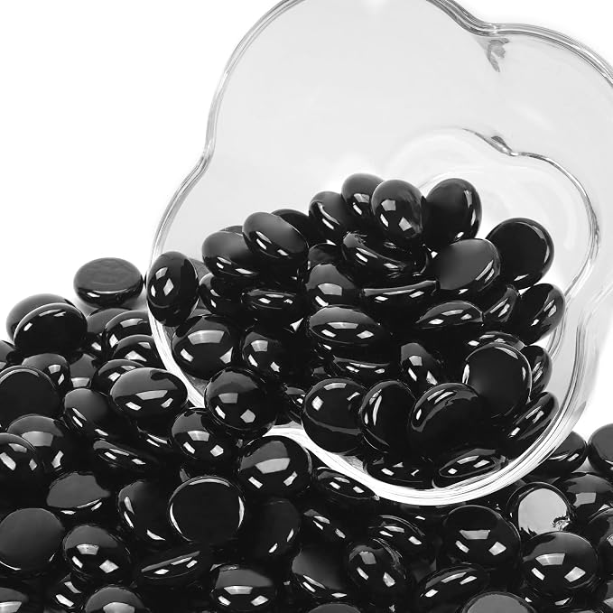 2LB Black Flat Glass Marbles for Vases, Gemstone Beads Vase Filler Decorative - Image 5