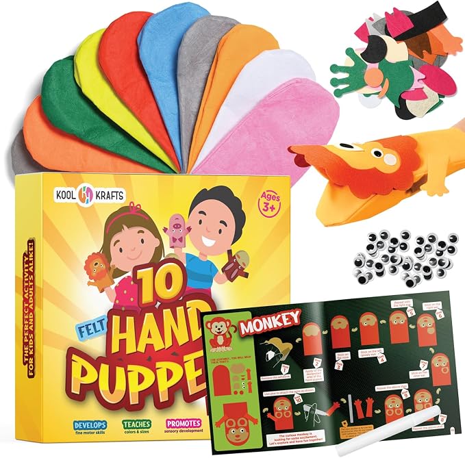 Hand Puppet Kit – Make Your Own Animal Characters, 10 Felt Pieces, Simple - Image 8