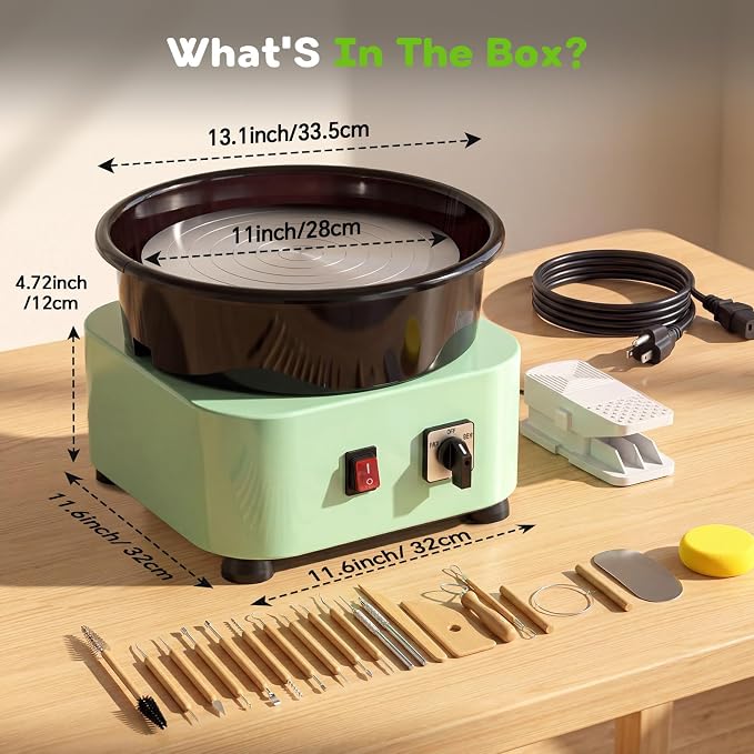 Alldeer 11-inch Pottery Wheel, 350W Electric Ceramic Forming Machine - Image 9