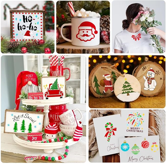 50 PCS Christmas Painting Stencils Reusable Christmas Stencils - Image 7