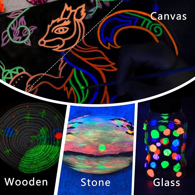 Artecho Orange Glow in the Dark Acrylic Paint Set, 120ml / 4.05oz | Non-Toxic - Image 7