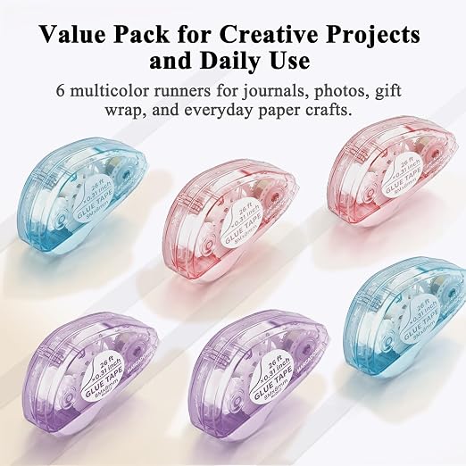 MARCADORUS Glue Tape Roller, 6 Pack Double Sided Tape Roller - Image 9