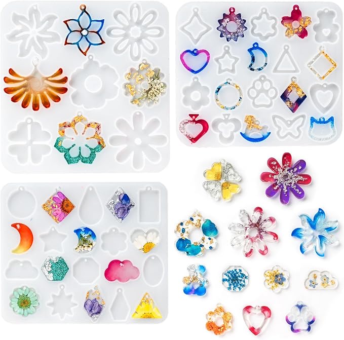 HeyClear Resin Earring Molds,Jewelry Silicone molds 3PCS by HeyClearResin