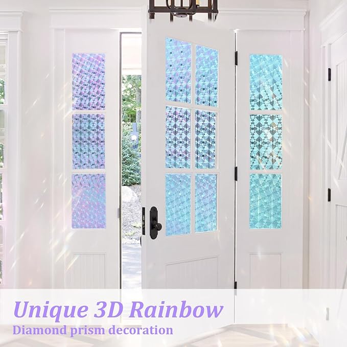 Windimiley Stained Glass Window Privacy Film, Rainbow Clings, 17.5" x 78.7" | - Image 8