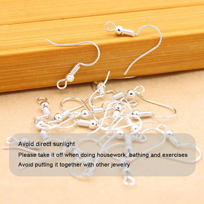 925 Sterling Silver Earring Hooks 150 PCS/75 Pairs, Ear Wires Fish Hooks | - Image 6