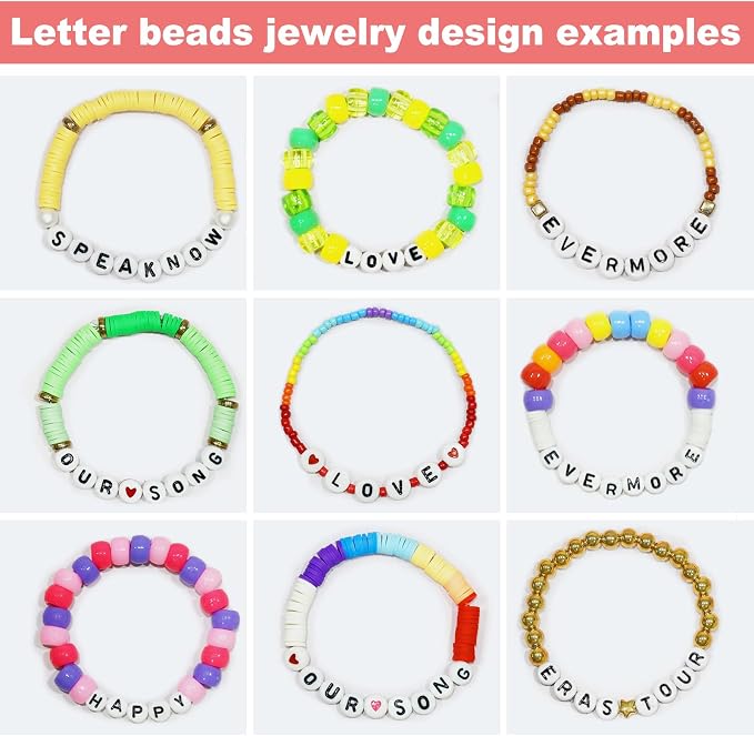 Redtwo 1600 Pcs Letter Beads Kit, 6 Styles of Colorful Alphabet Beads - Image 9