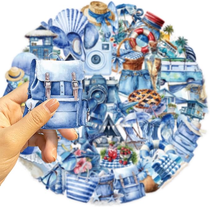 50 Pcs Clear Transparent Ocean Beach Trip Stickers - Image 7
