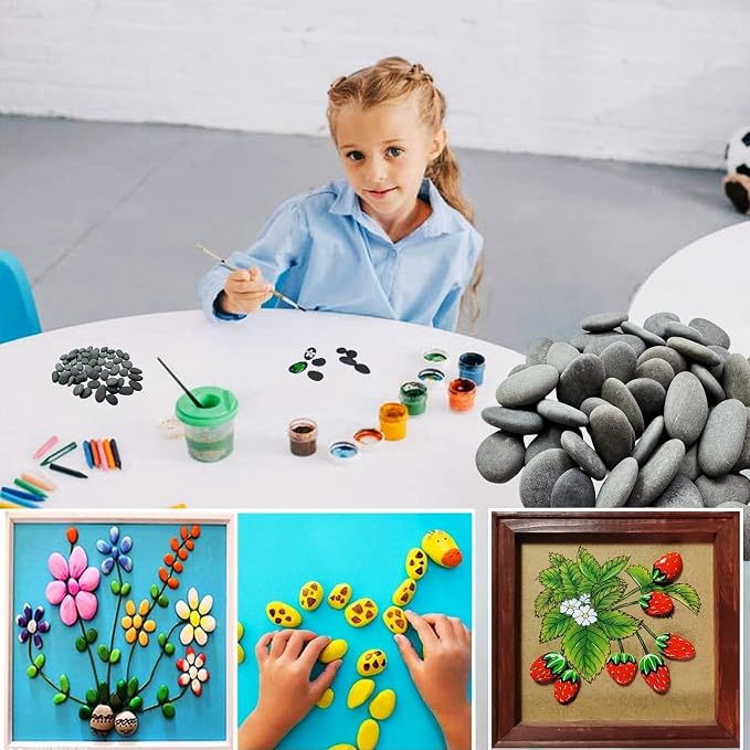 Lifetop 51pcs Tiny Painting Rocks ,DIY Smooth Surface Stones, Arts and Crafts - Image 6