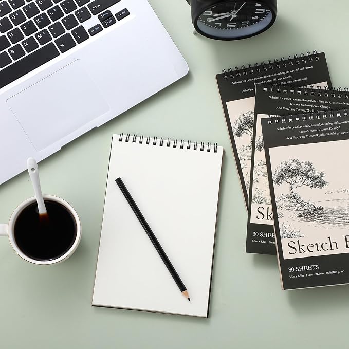 Jexine 40 Pcs 5.5'' x 8.5'' Top Spiral Bound Sketch Book 30 Sheet Each - Image 6