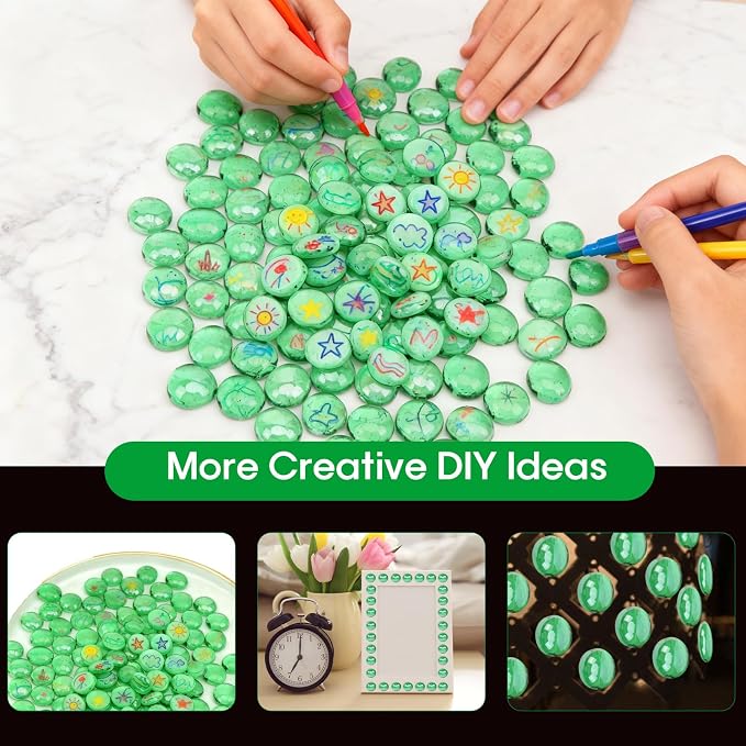 5 lb Green Glass Beads for Vases, Glass Pebbles - Image 7