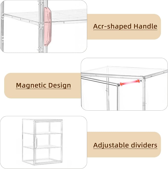 Attelite Acrylic Display Case for Collectibles Adjustable 3-Tiers,1Pack | 3 - Image 9