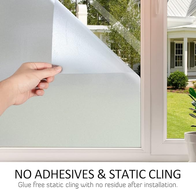HIDBEA Frosted Window Privacy Film Heat Control UV Blocking, Static Cling - Image 8