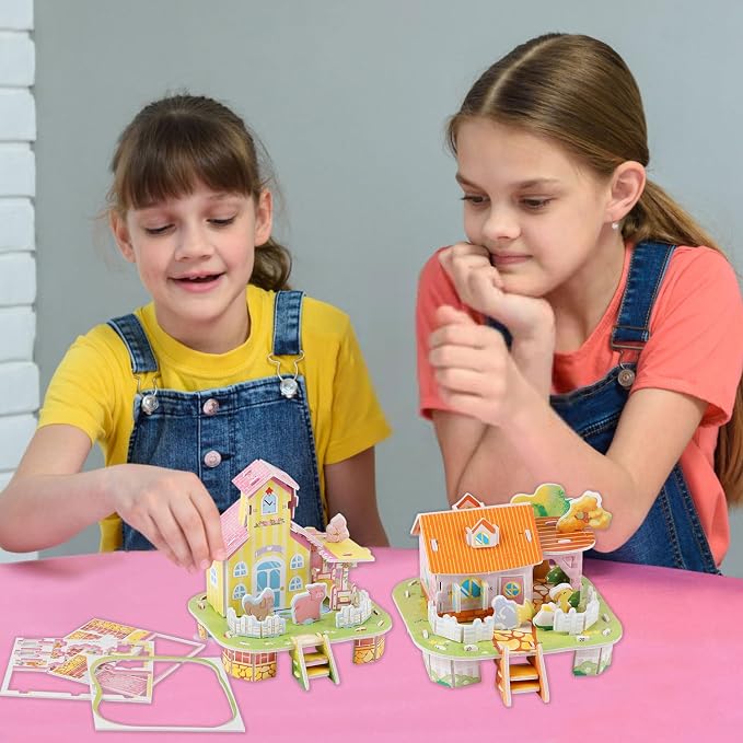 LOMIMOS 3D Cartoon Puzzles for Kids,6 House Building Kit Creative DIY Jigsaw - Image 7