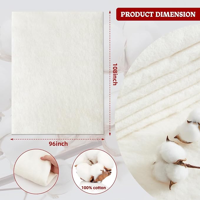 RRKTP Cotton Batting for Quilting,200 g/m² Lightweight Quilt Batting King - Image 8