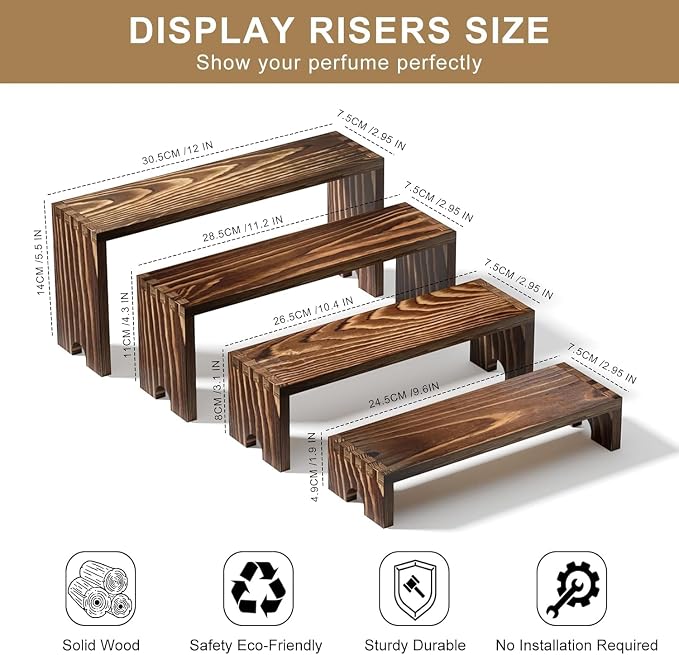 2 Set Wooden Tiered Risers Display Stands - Image 9
