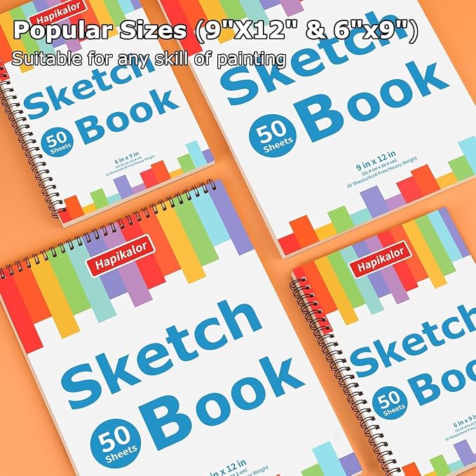 9" x 12" Sketch Book, Acid Free Artist Drawing Paper Pad - Image 4