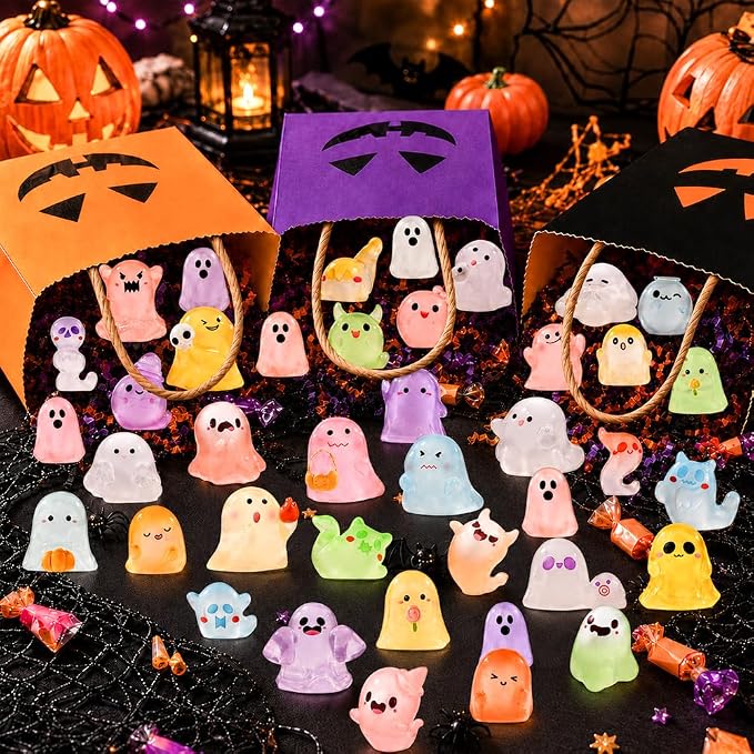 DIYDEC 65pcs Halloween Luminous Miniature Ghosts, Mini Resin Ghosts Figures to - Image 7