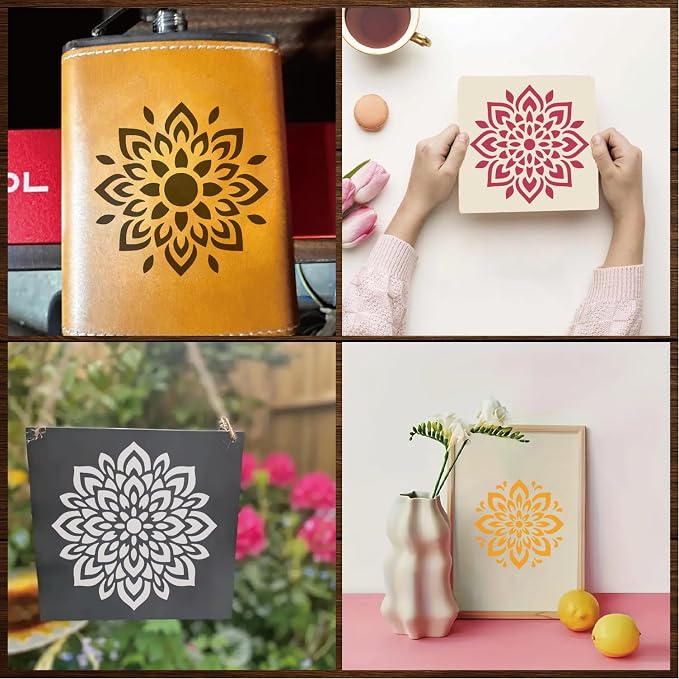 Stencils 4in 50pcs Craft Paint Template Reusable Plastic Templates Mandala - Image 7