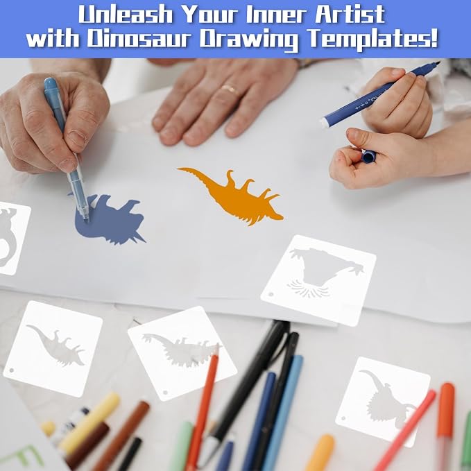Dinosaur Stencils for Painting, Plastic Reusable DIY Drawing Templates for - Image 7