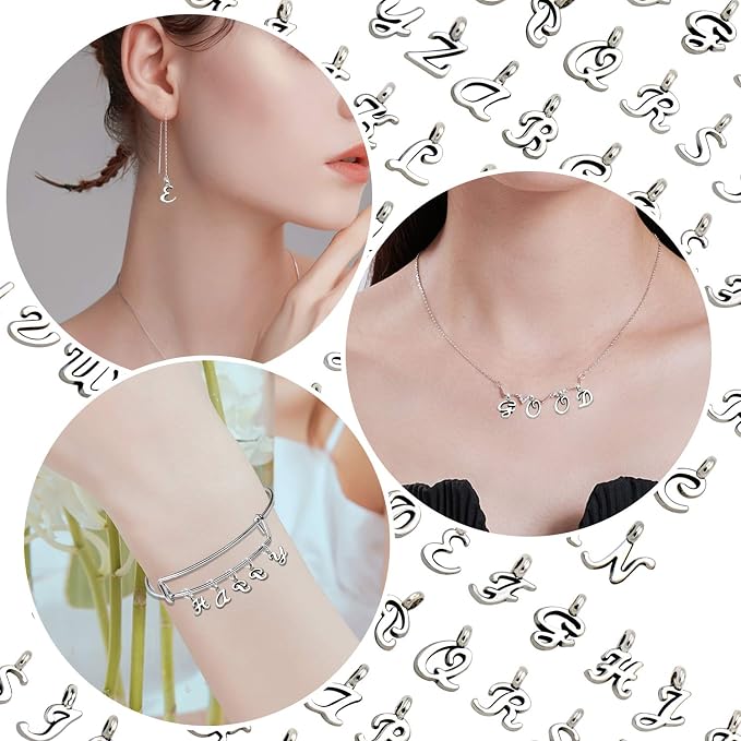 SANNIX 156Pcs/6 Sets ABC Letter Charms Mini A-Z Alphabet Bracelet Necklace - Image 7