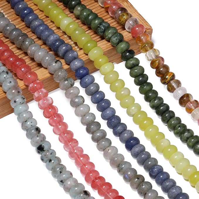 Songxi 5x8mm Natural Blue Aventurine Stone Rondelle Beads, Gemstone - Image 9