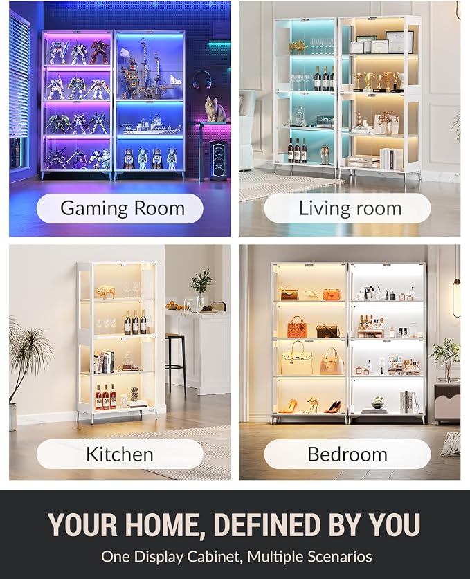Glass Display Cabinet for Collectibles, 4-Tier Curio Cabinet - Image 9
