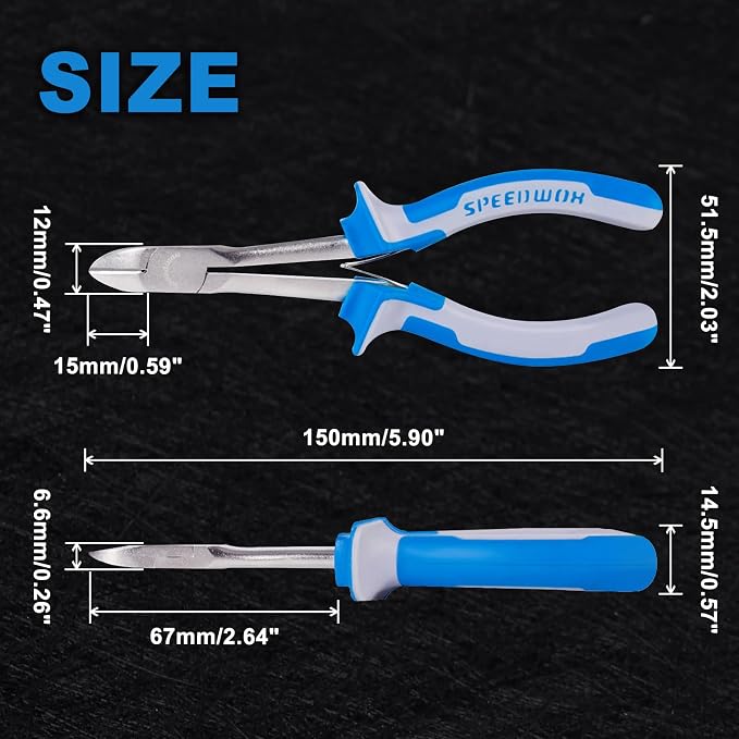 SPEEDWOX Long Reach Diagonal Pliers 6 Inches Mini Fine Wire Cutting Plier Slim - Image 7
