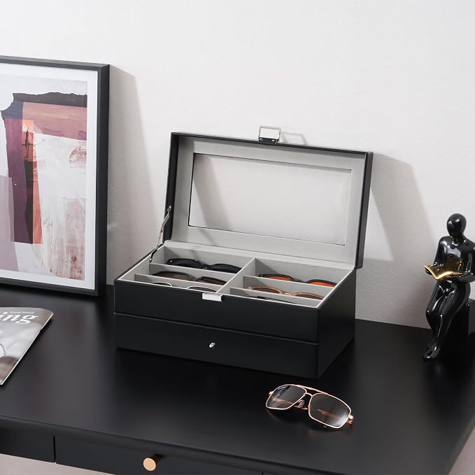 ProCase 12 Slots Sunglasses Organizer, 2 Layer Sunglass Case, Leather Eyeglass - Image 7