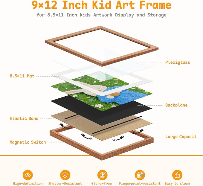 4 Pack Kids Artwork Frames Changeable 8.5 x 11 Inch Children Art Projects - Image 8
